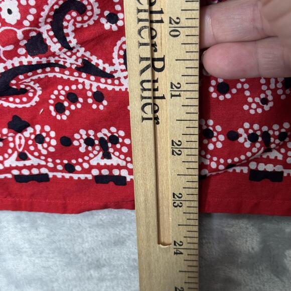 Talbots Shirt Womens Medium Petite Red Tassel Tie 3/4 Sleeve Paisley Border - Picture 7 of 8